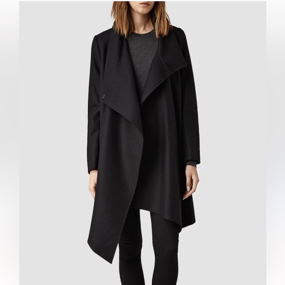 ALLSAINTS Ora Black Wool-Blend Coat 2